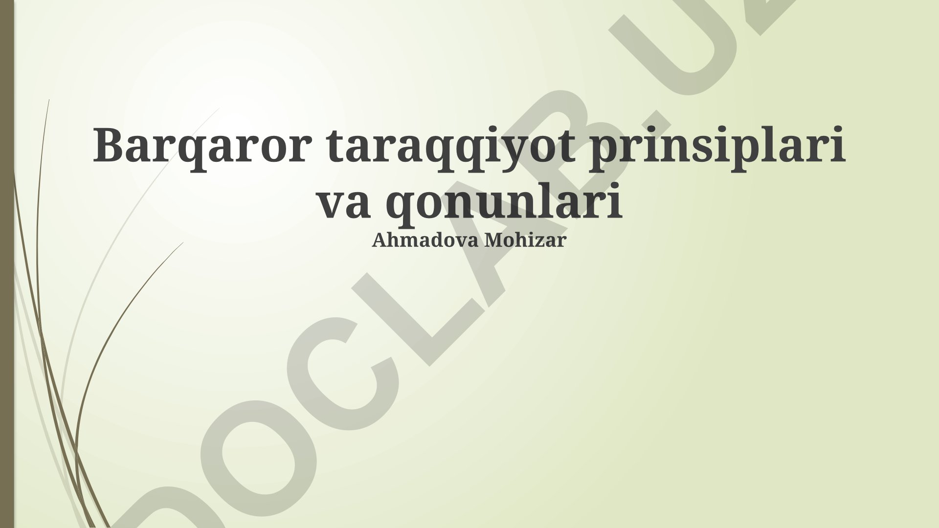 Barqaror taraqqiyot prinsiplari va qonunlari