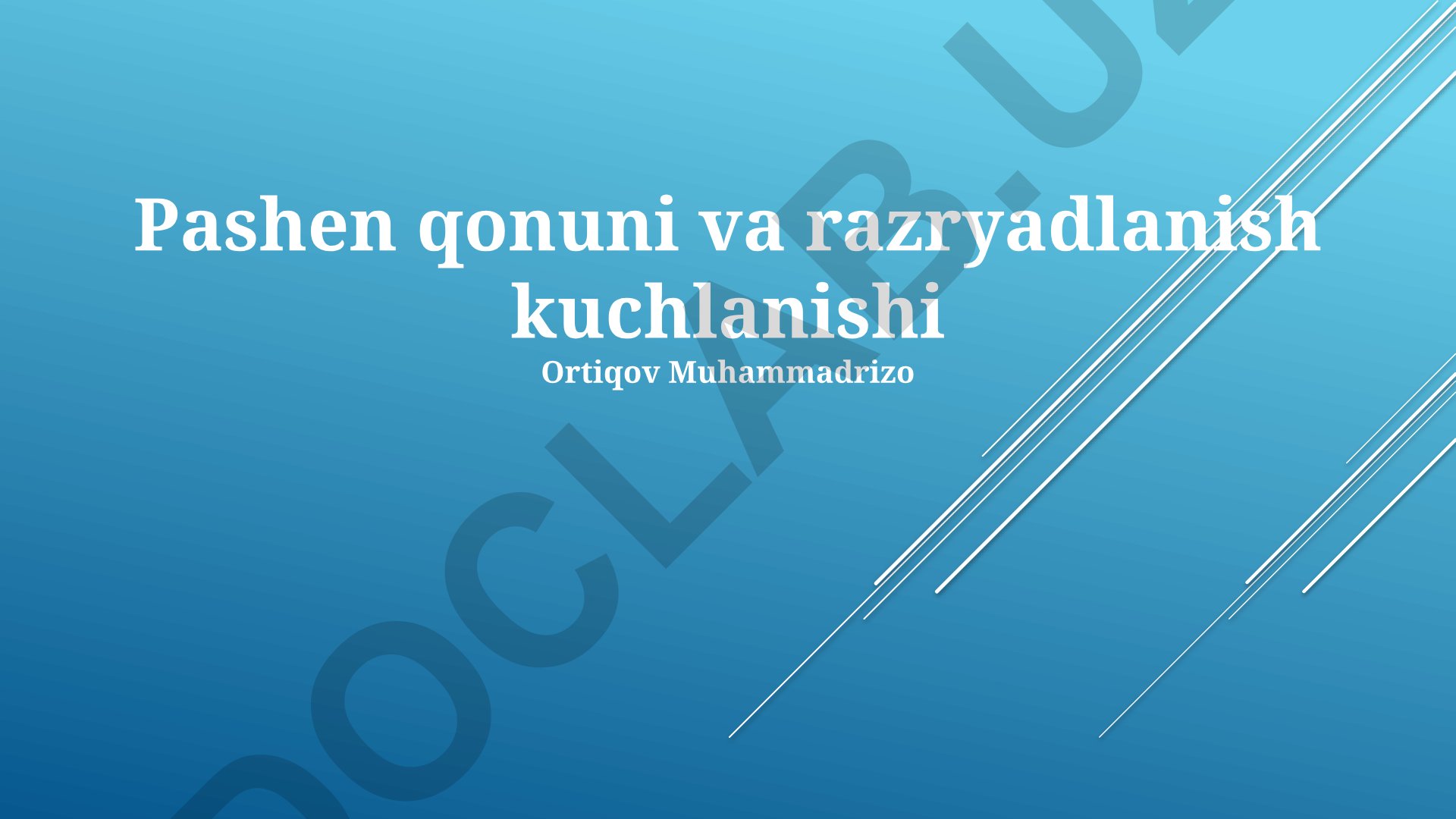 Pashen qonuni va razryadlanish kuchlanishi