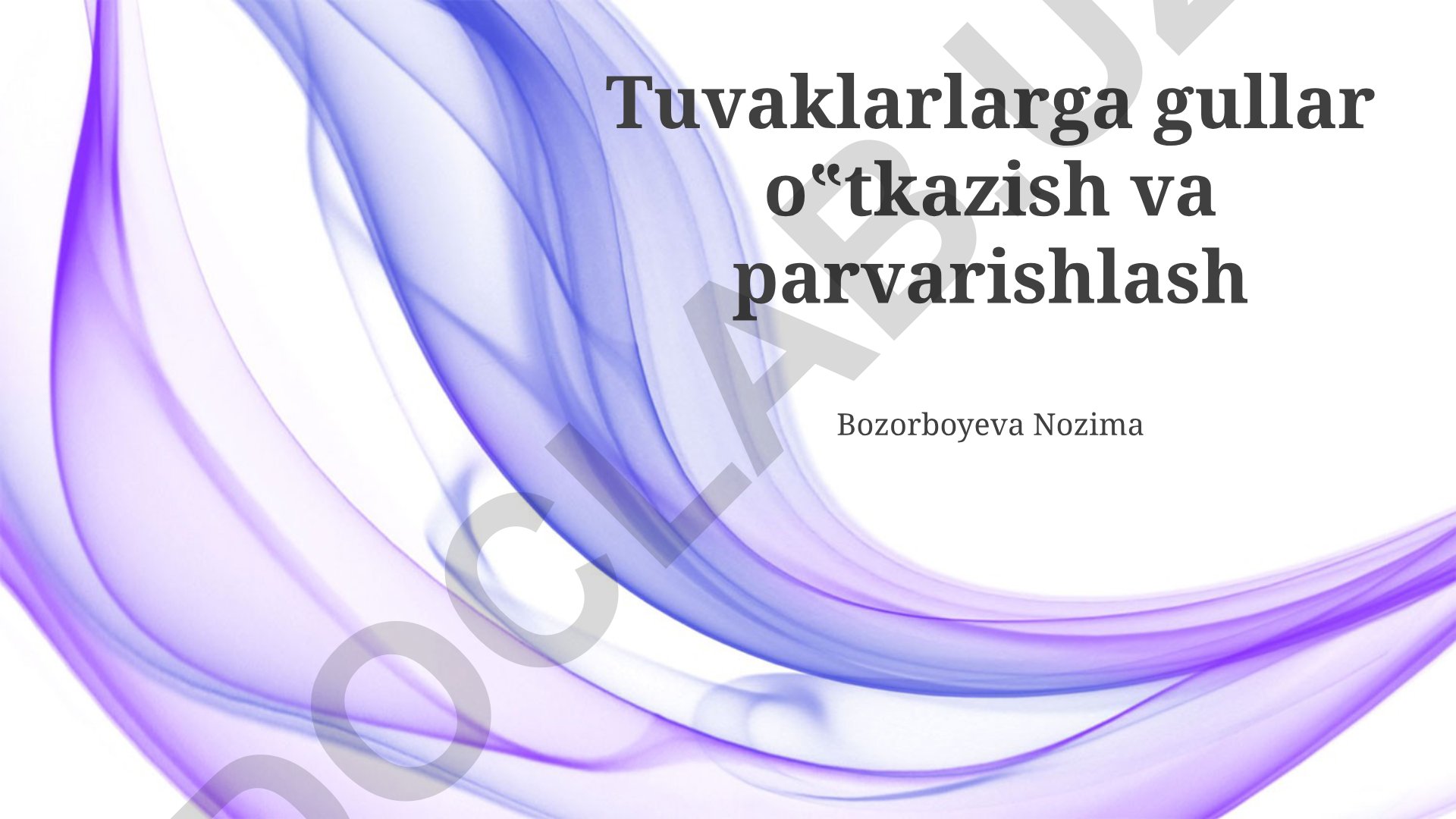 Tuvaklarlarga gullar o'tkazish va parvarishlash