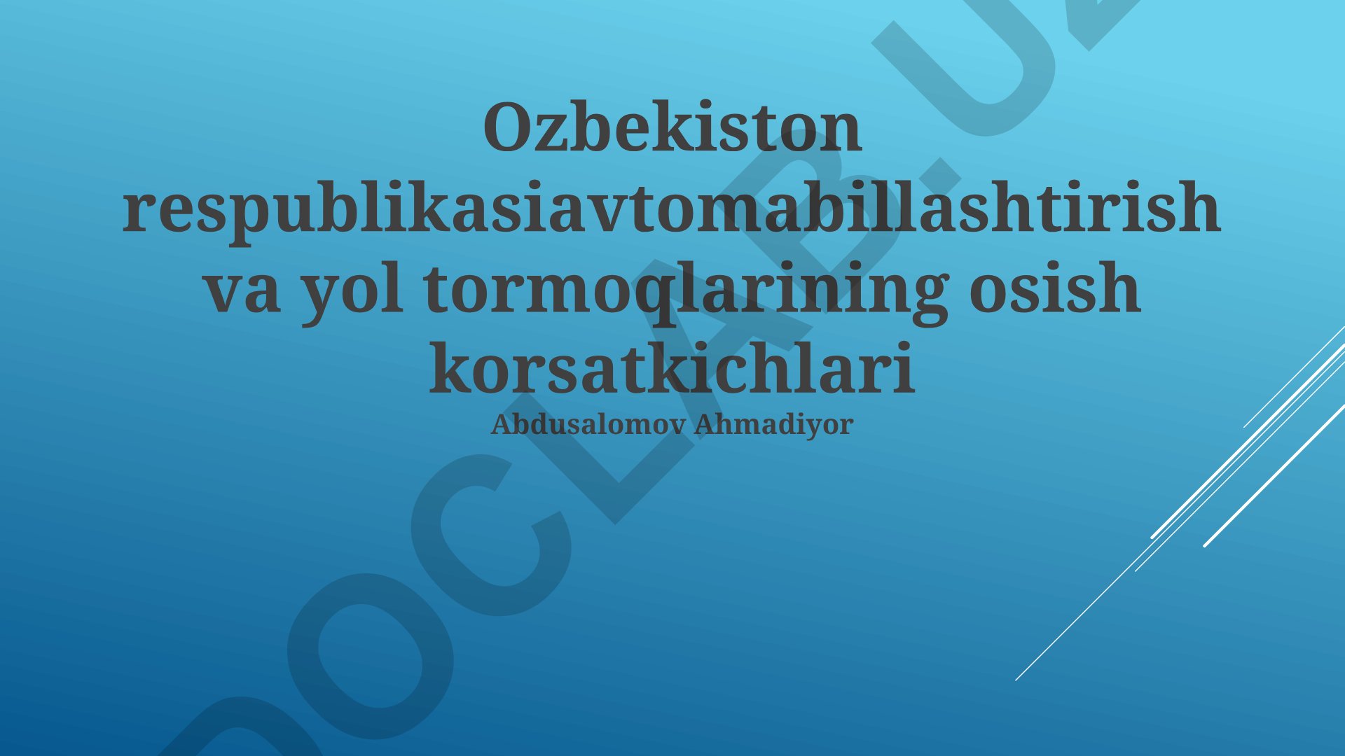 Oʻzbekistonda avtomashinalashuv va yoʻl tarmoqlarining oʻsish koʻrsatkichlari