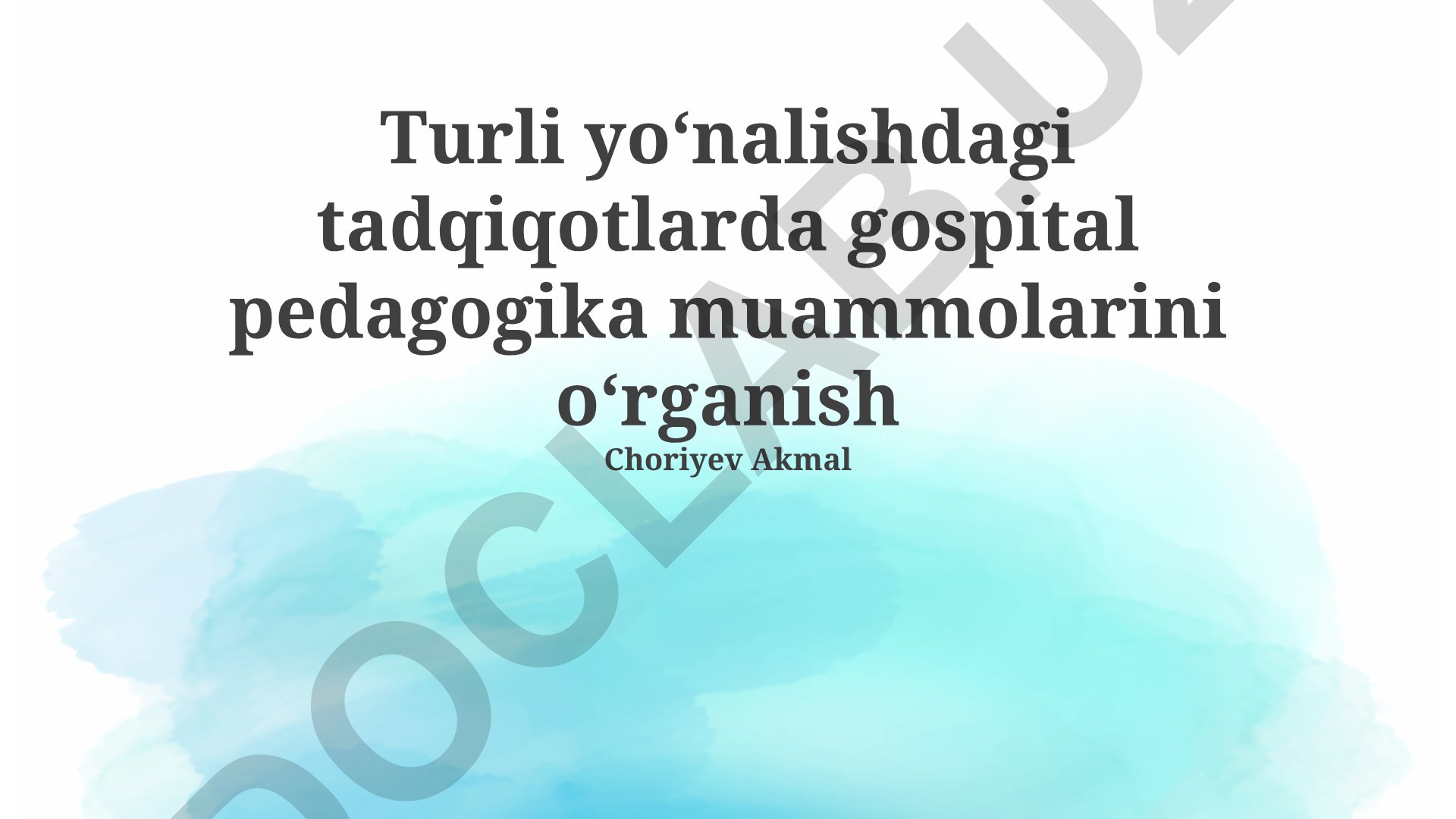 Gospital pedagogika muammolari va simulyatsion o'qitish samaradorligi