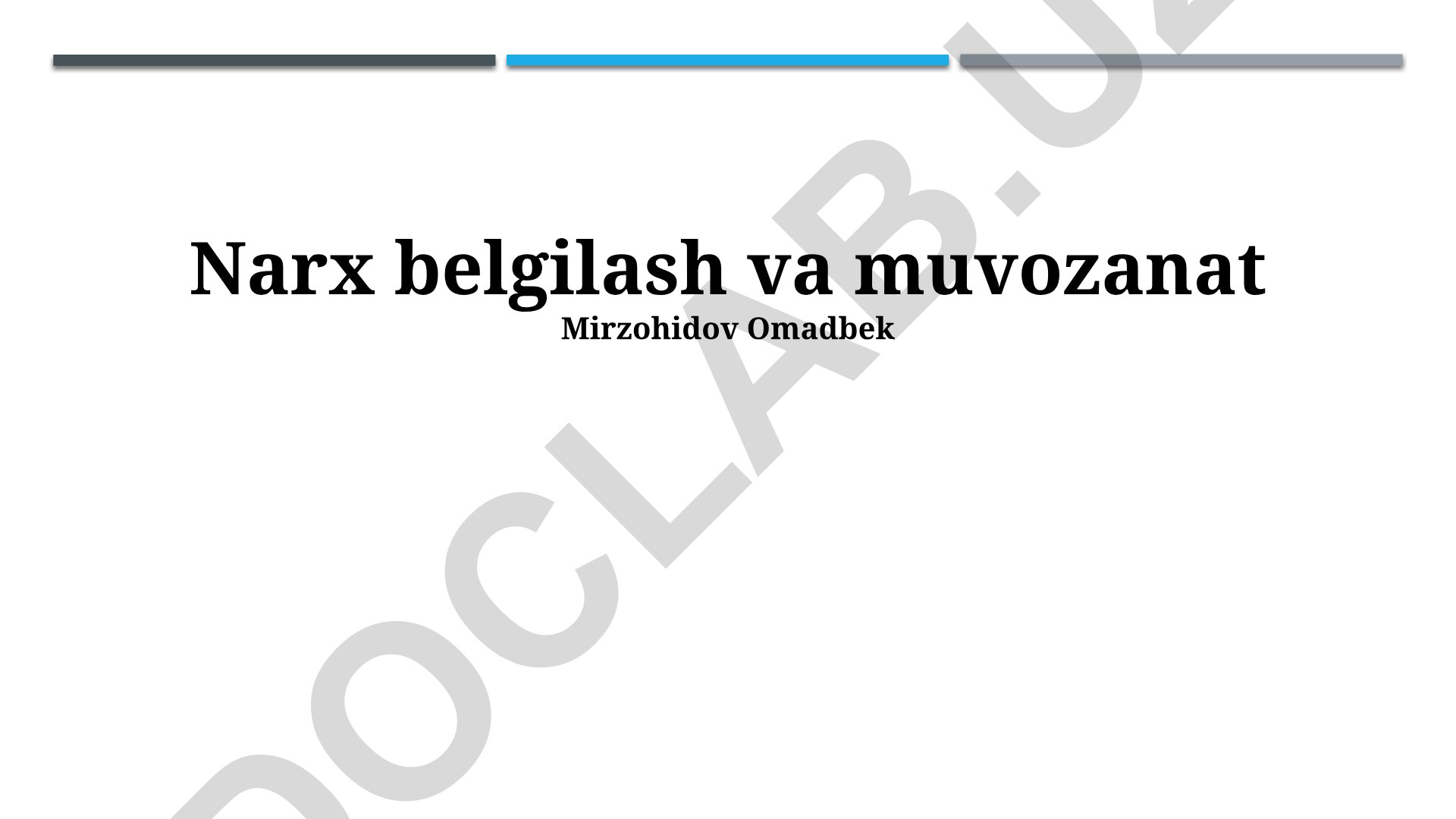 Narx belgilash va bozor muvozanati
