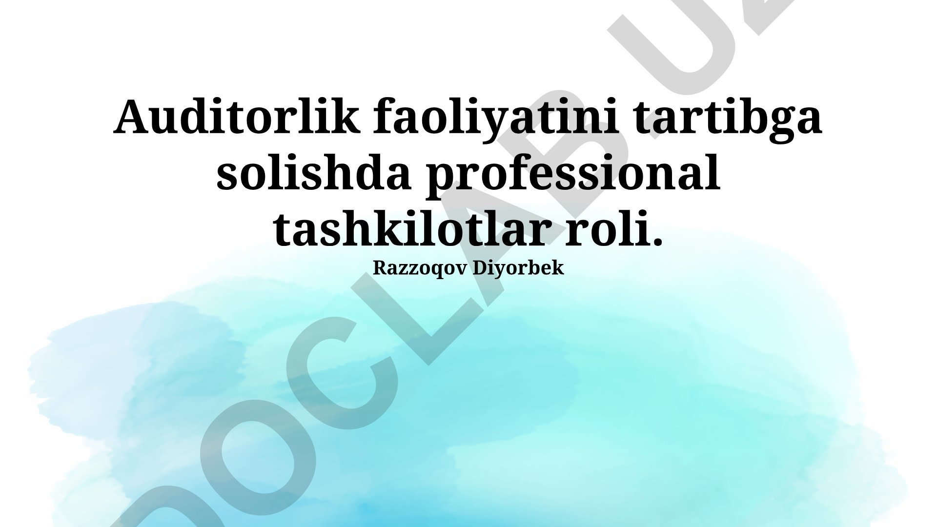 Auditorlik faoliyatini tartibga solishda professional tashkilotlar roli