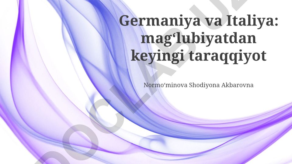 Germaniya va Italiya: mag‘lubiyatdan keyingi taraqqiyot