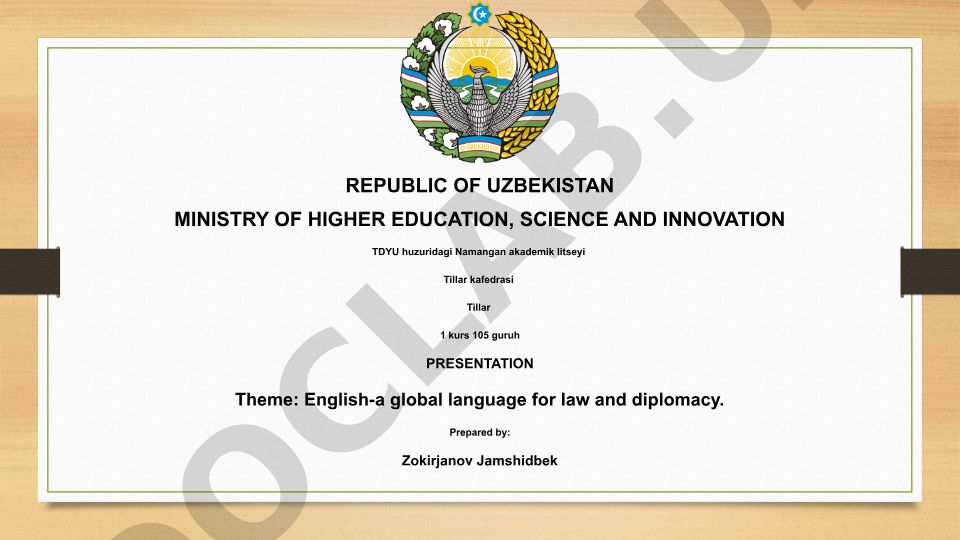 English-a global language for law and diplomacy