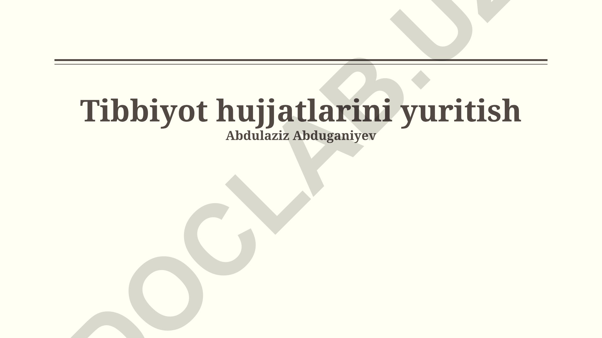 Tibbiyot hujjatlarini yuritish
