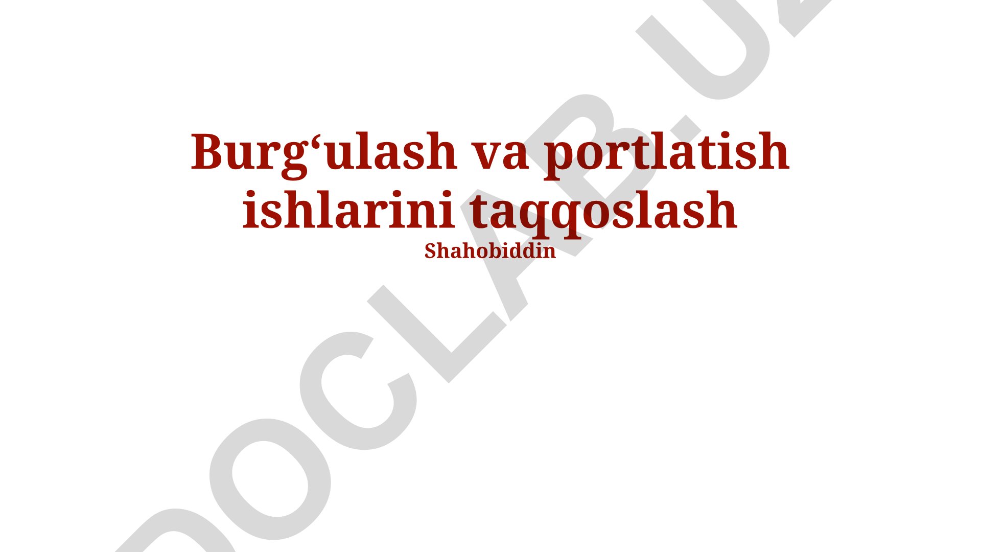 Burgʻulash va portlatish ishlarini taqqoslash