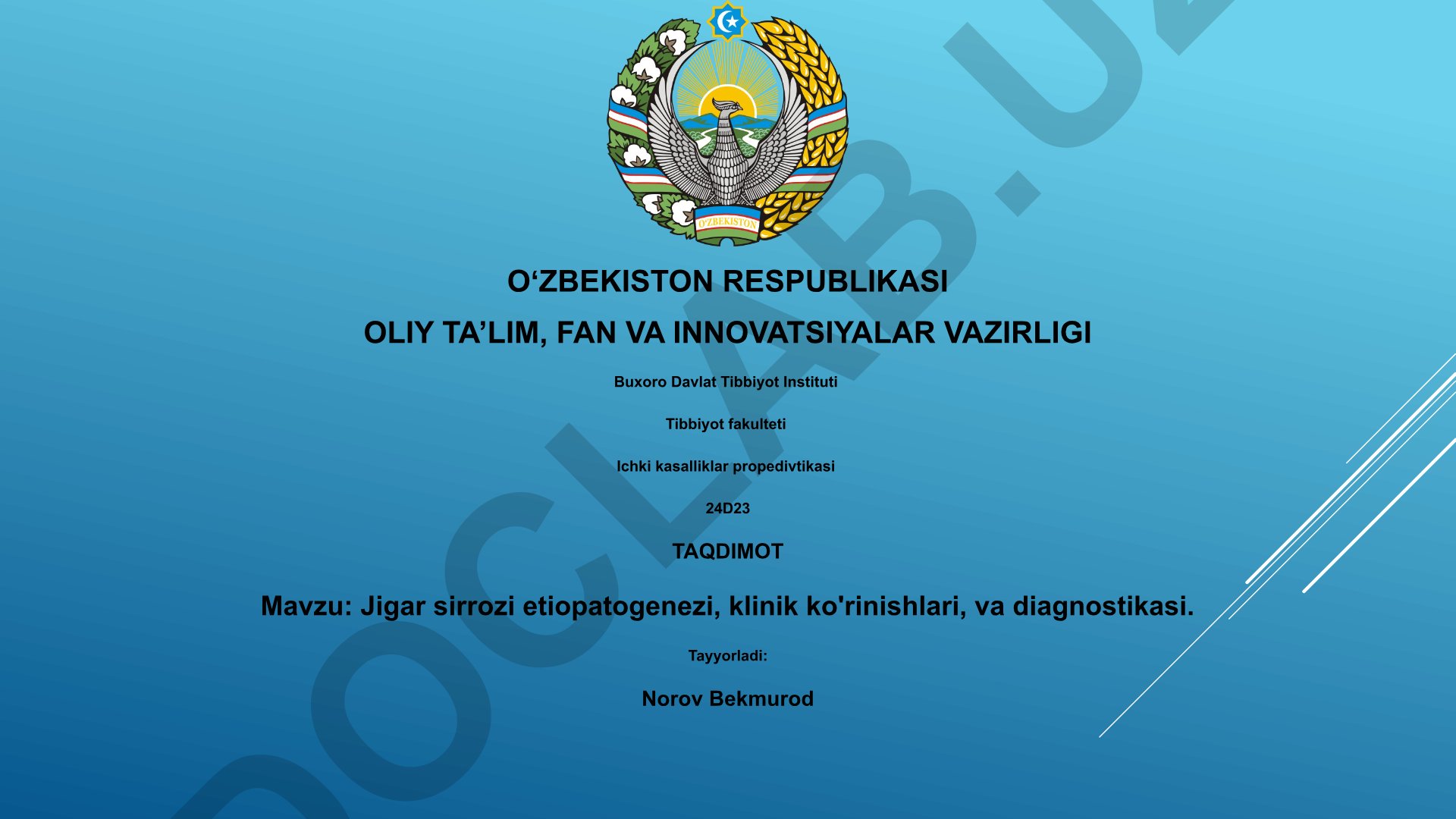 Jigar sirrozi etiopatogenezi, klinik ko'rinishlari va diagnostikasi
