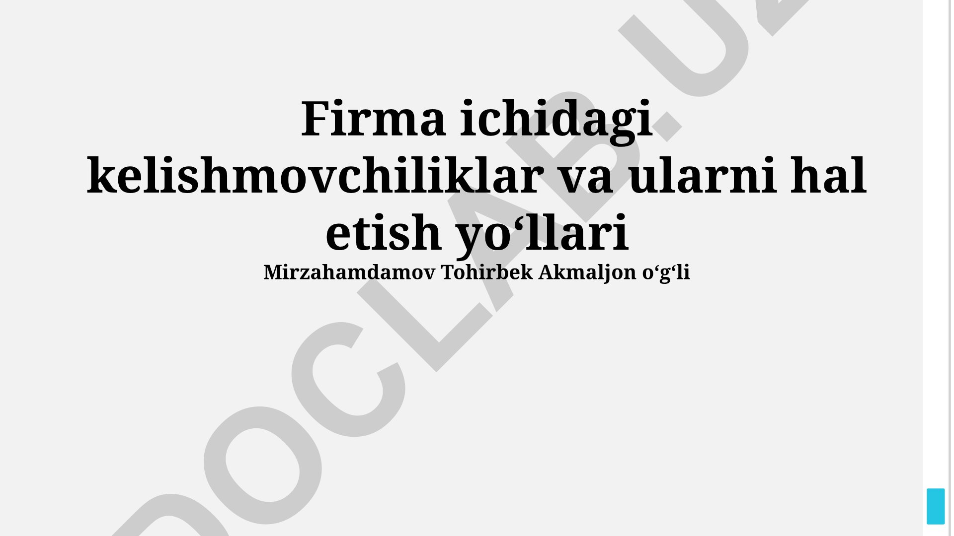 Firma ichidagi kelishmovchiliklar va ularni hal etish yoʻllari