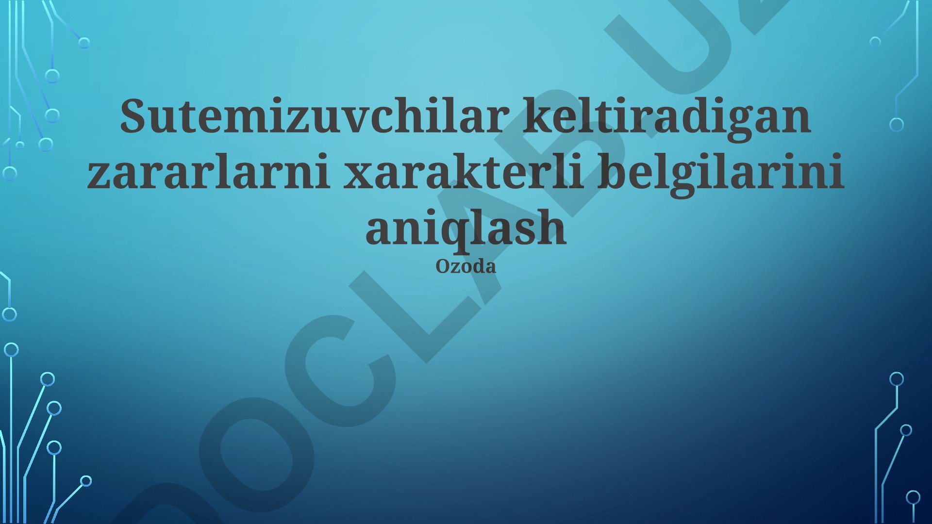 Sutemizuvchilar keltiradigan zararlarni xarakterli belgilarini aniqlash