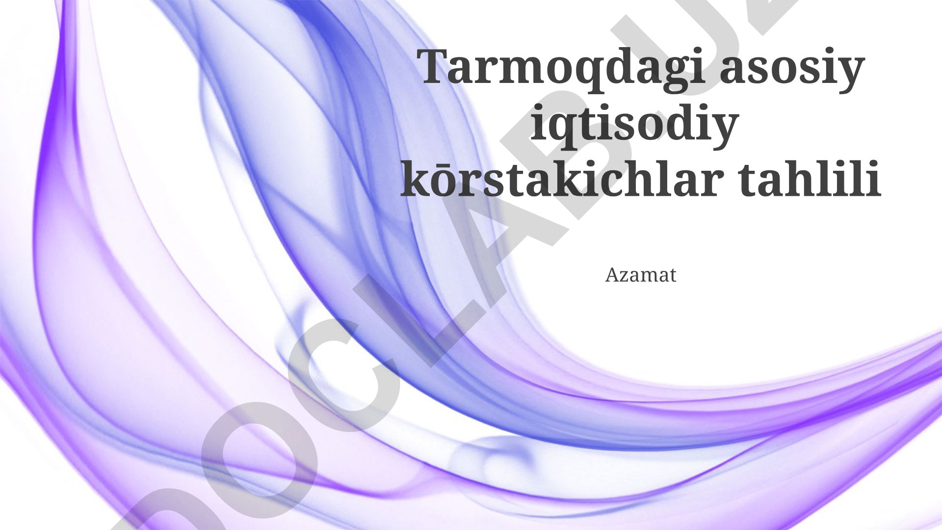 Tarmoqdagi asosiy iqtisodiy ko'rsatkichlar tahlili