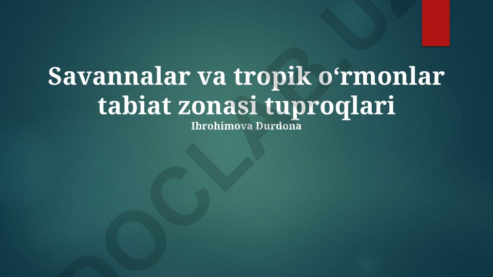 Savannalar va tropik oʻrmonlar tabiat zonasi tuproqlari