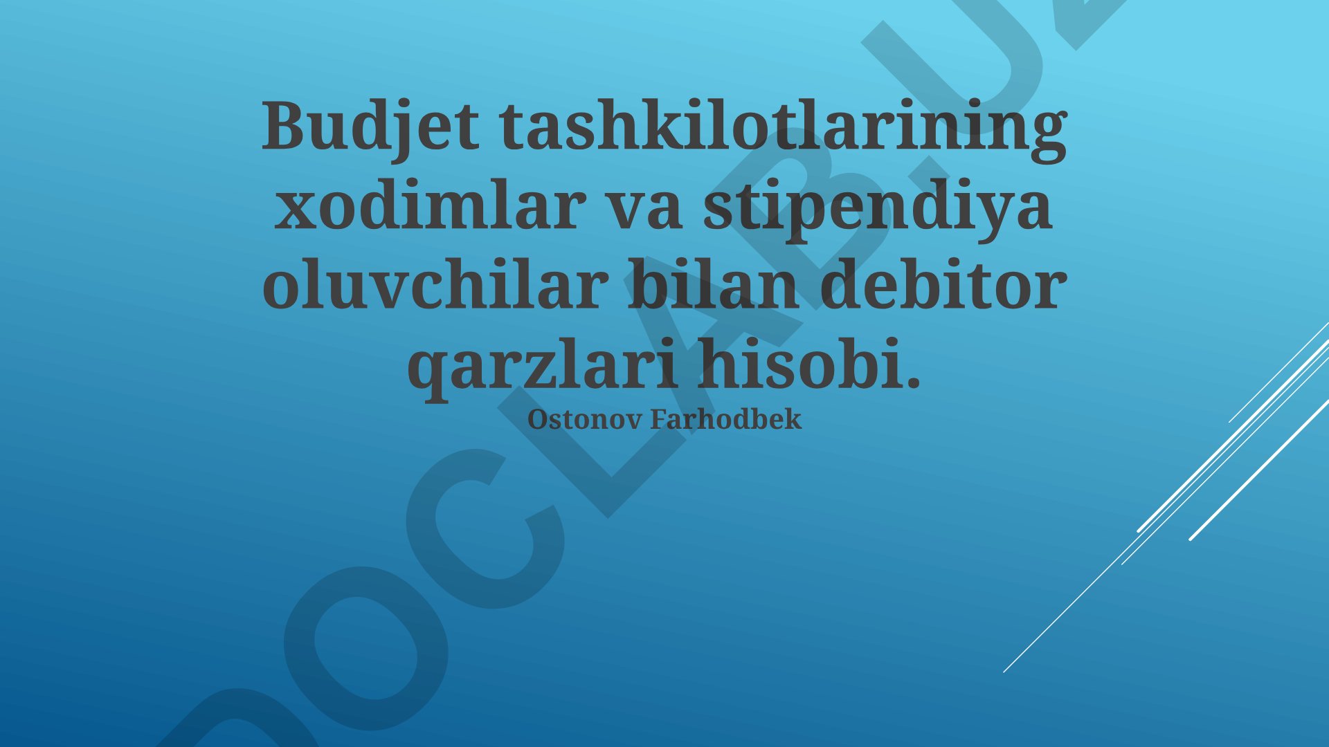 Budjet tashkilotlarining xodimlar va stipendiya oluvchilar bilan debitor qarzlari hisobi