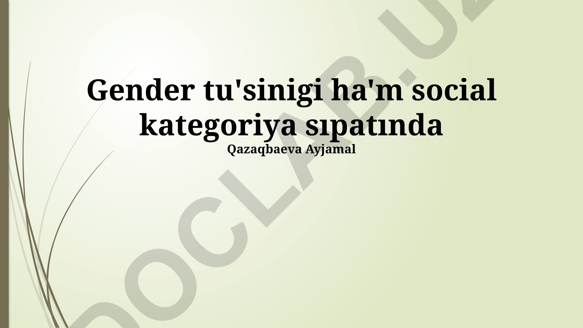 Gender tushunchasi va ijtimoiy kategoriya sifatida