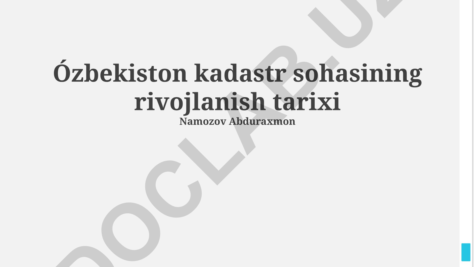 O'zbekistonda kadastr sohasining rivojlanish tarixi
