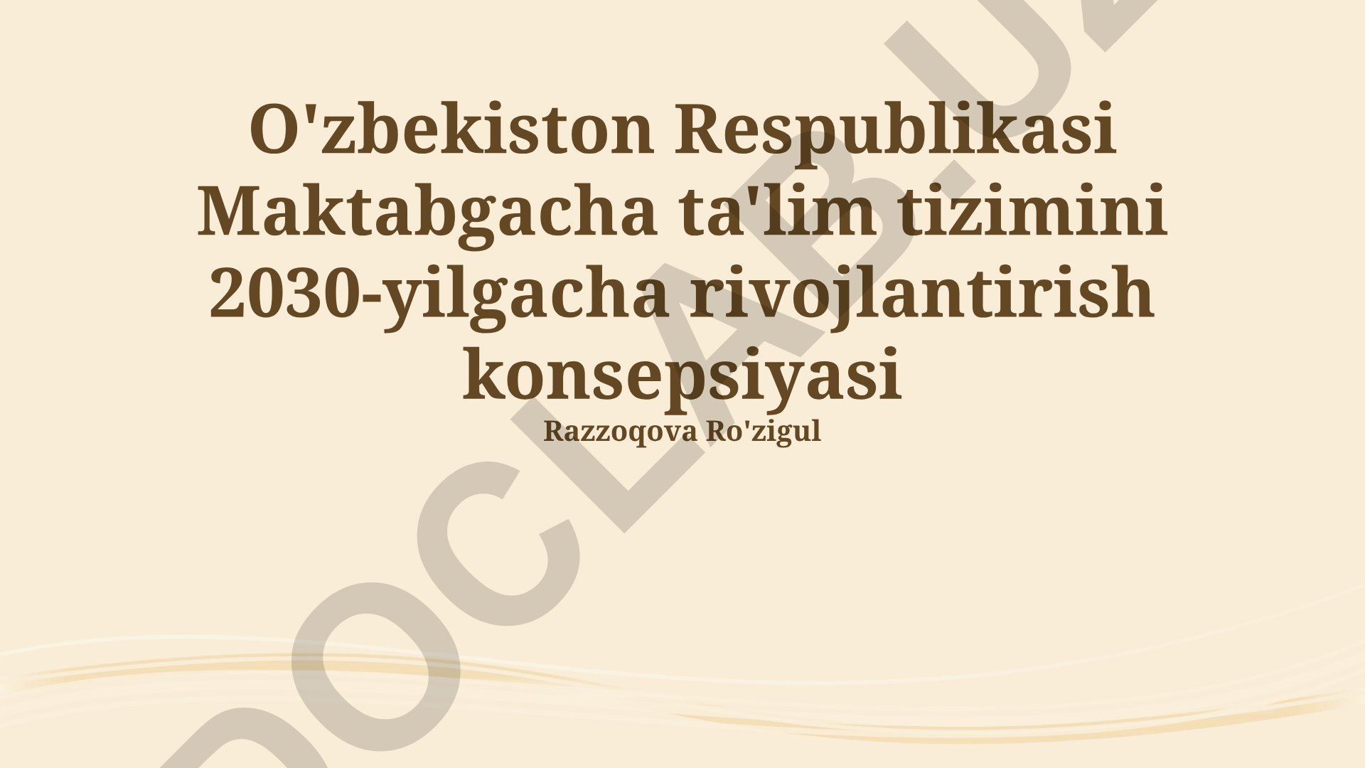 O'zbekiston Respublikasida 2030-yilgacha maktabgacha ta'lim tizimini rivojlantirish konsepsiyasi