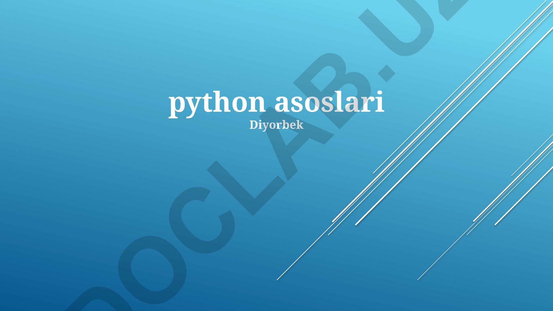Python dasturlash tilining asosiy tushunchalari va ma'lumot turlari