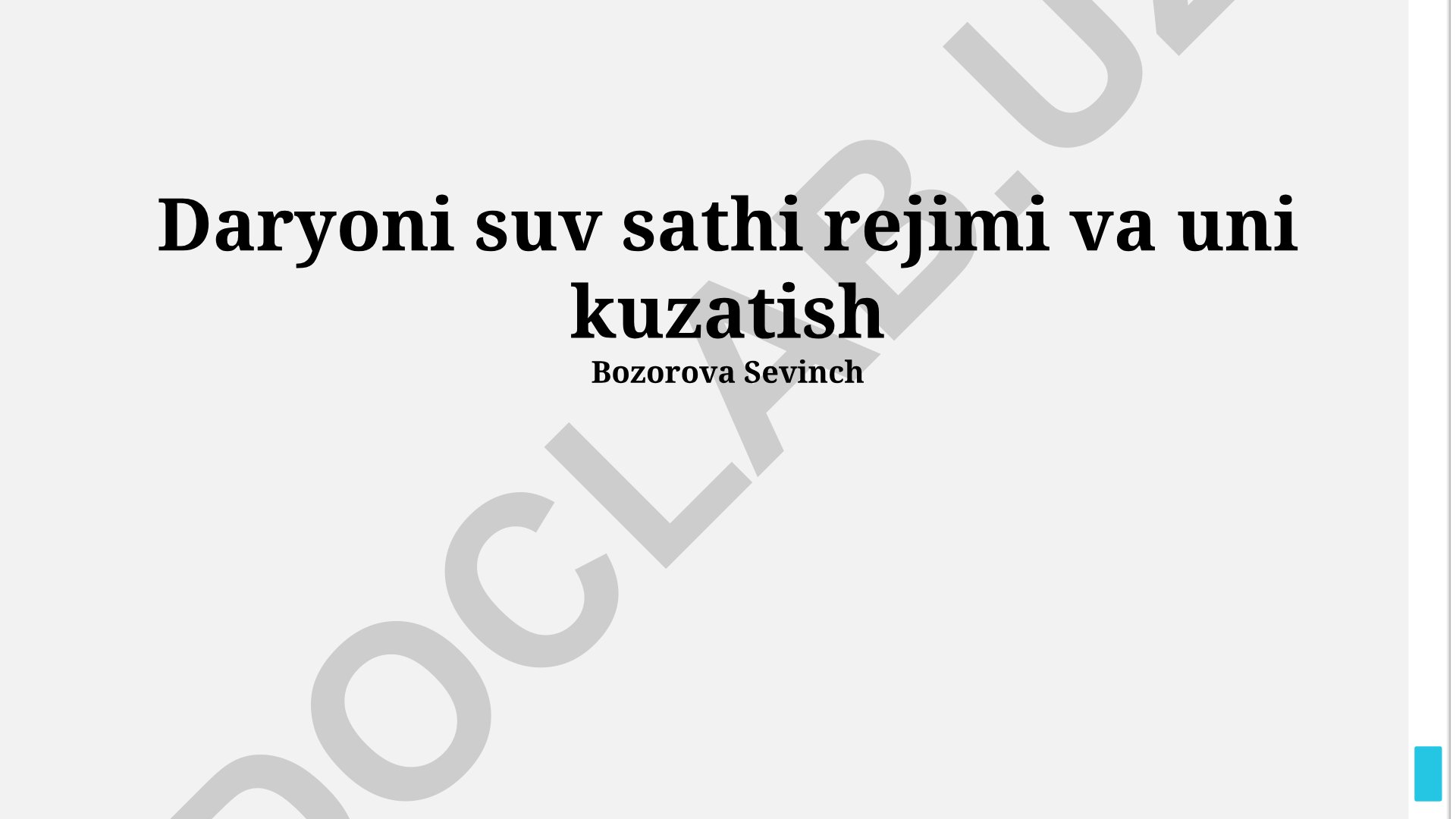 Daryoni suv sathi rejimi va uni kuzatish