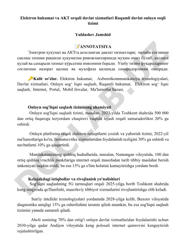 Elektron hukumat va AKT orqali davlat xizmatlari