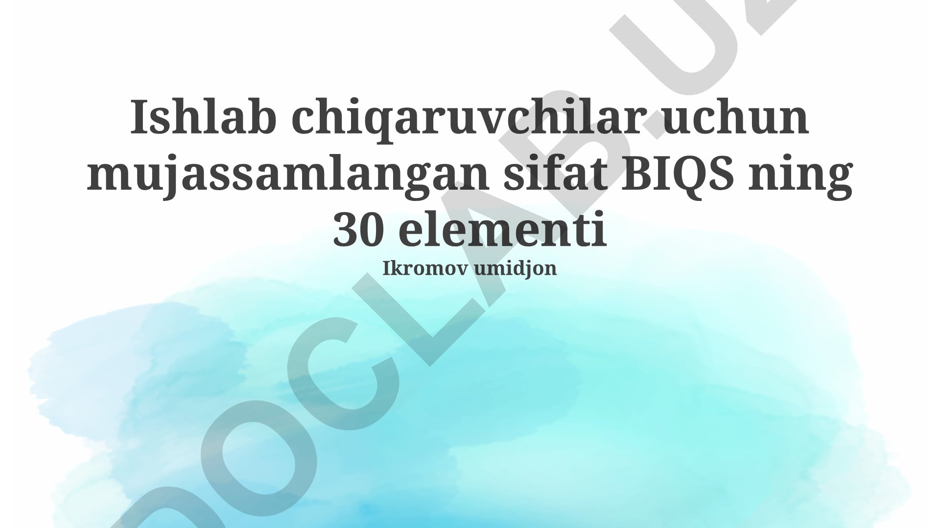 Islab chiqaruvchilar uchun mujassamlangan sifat BIQS elementlari