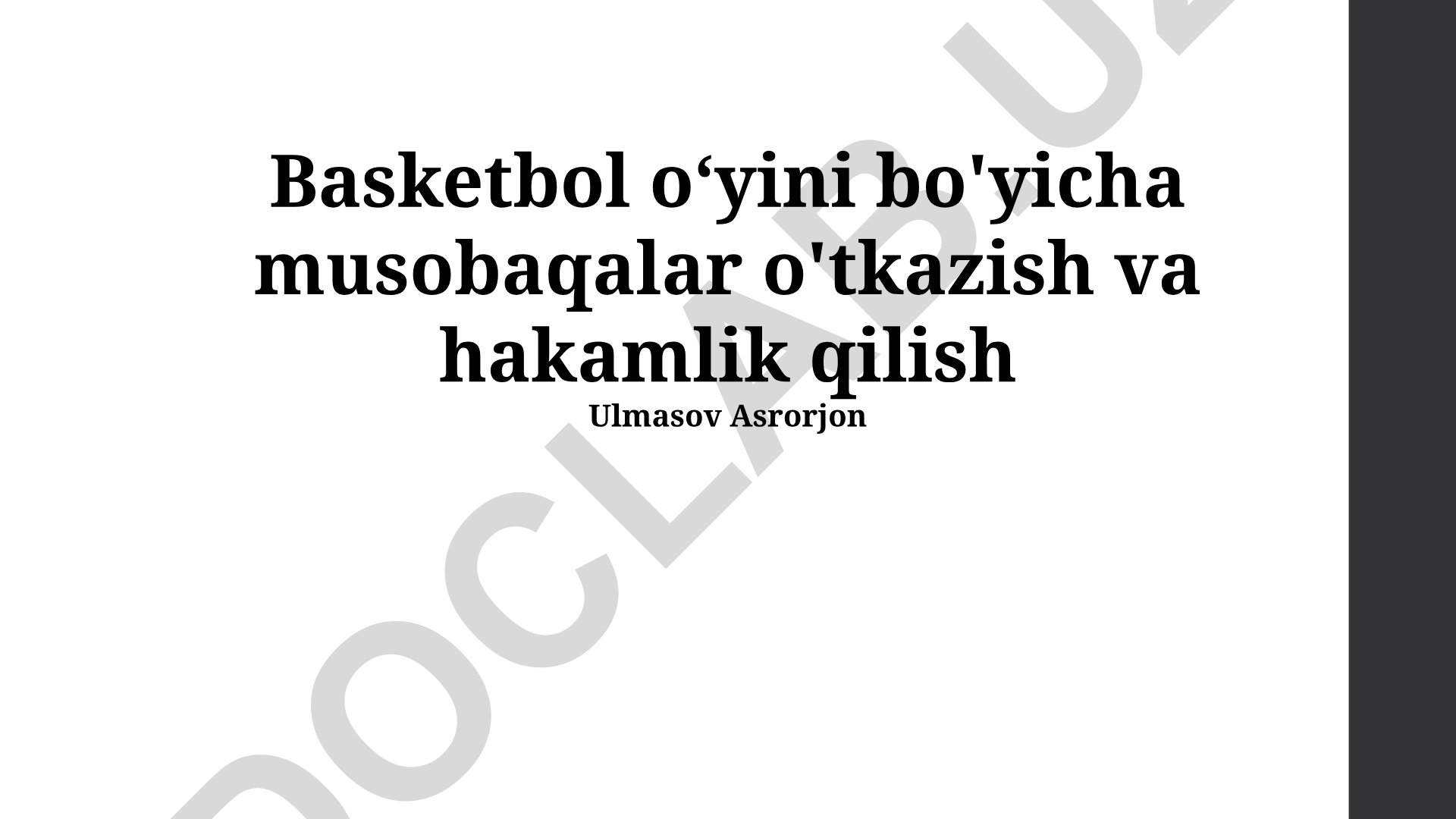 Basketbol musobaqalarini tashkil etish va hakamlik qilish
