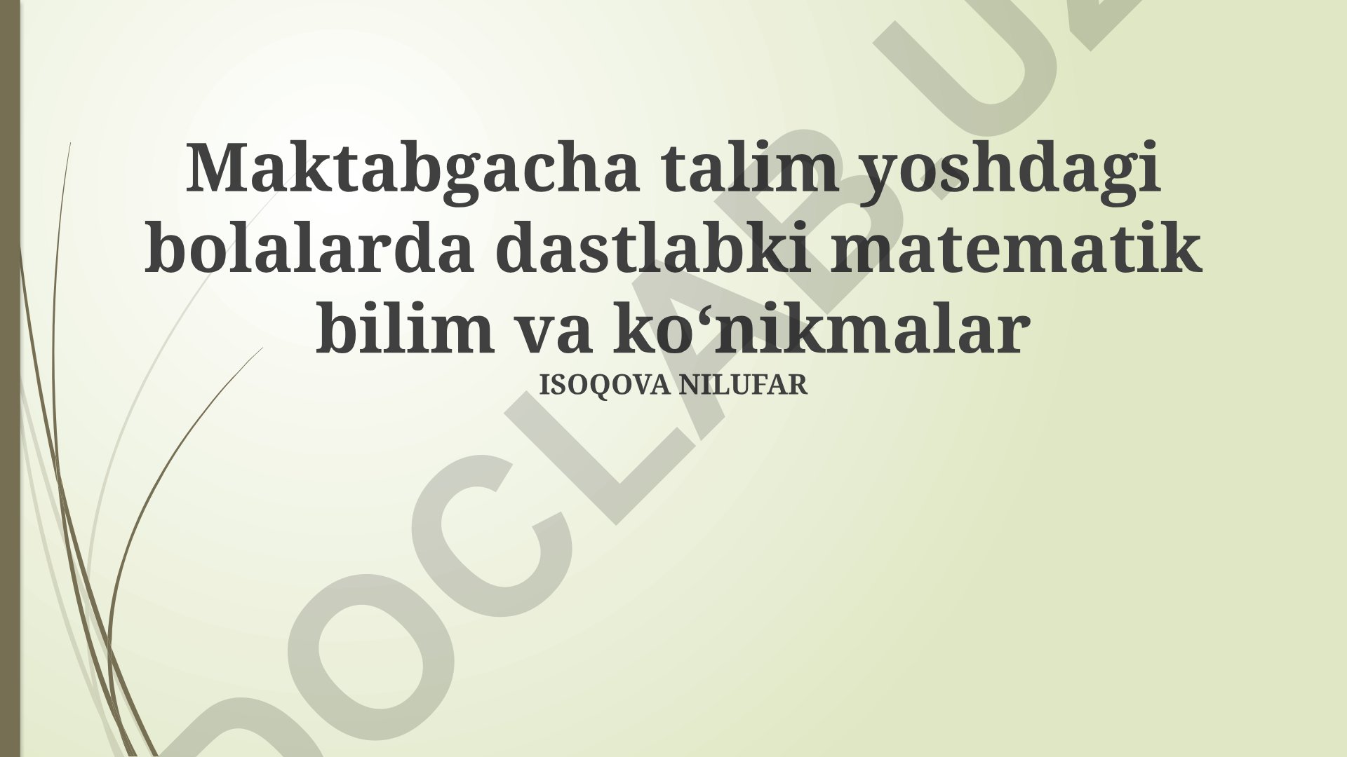 Maktabgacha talim yoshdagi bolalarda dastlabki matematik bilim va koʻnikmalar