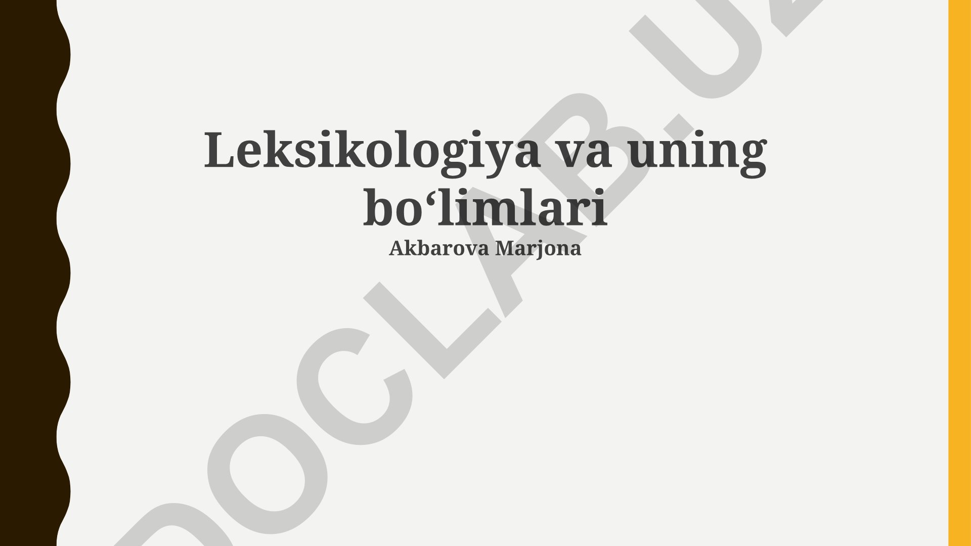 Leksikologiya va uning bo‘limlari