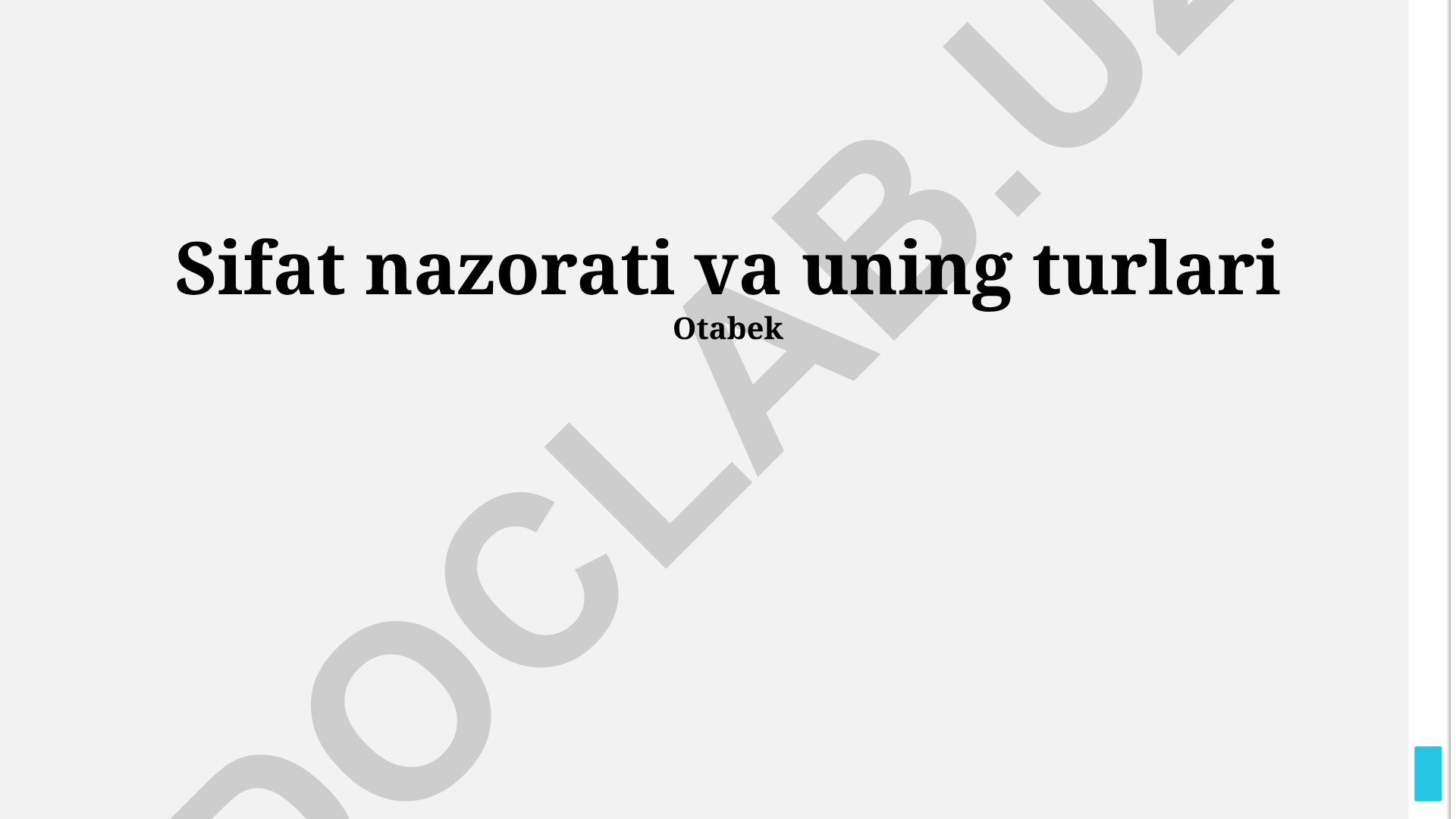Sifat nazorati va uning turlari