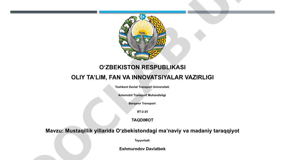 Mustaqillik yillarida Oʻzbekistondagi maʼnaviy va madaniy taraqqiyot