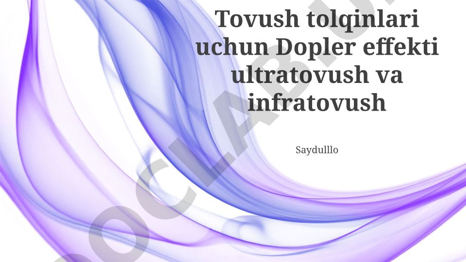 Doppler effekti ultratovush va infratovushda