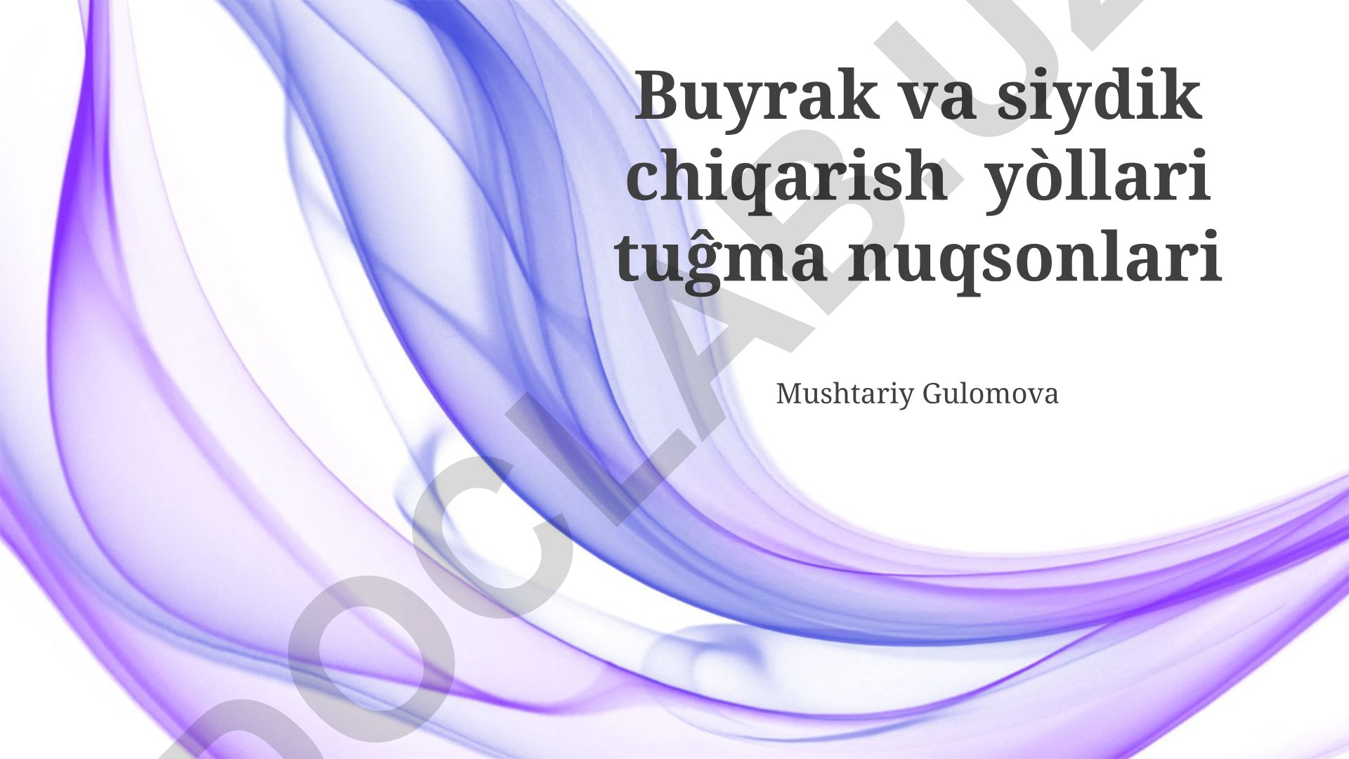 Buyrak va siydik chiqarish yo'llari tug'ma nuqsonlari