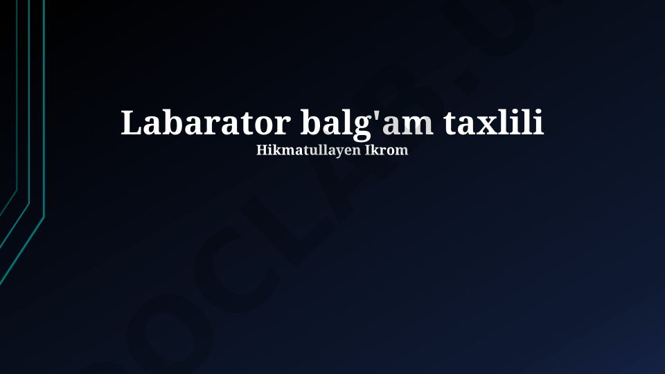 Balg'am tahlili usullari va ahamiyati