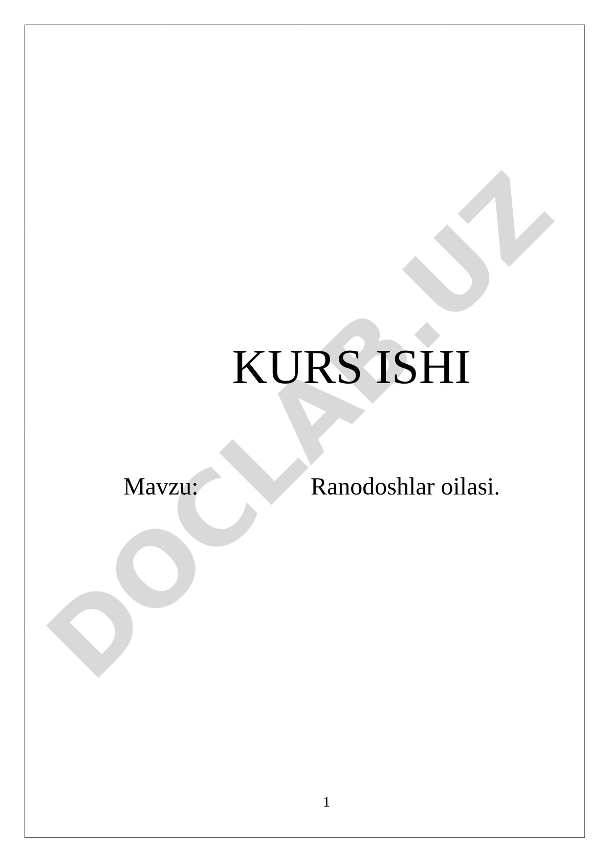 Ranodoshlar oilasi