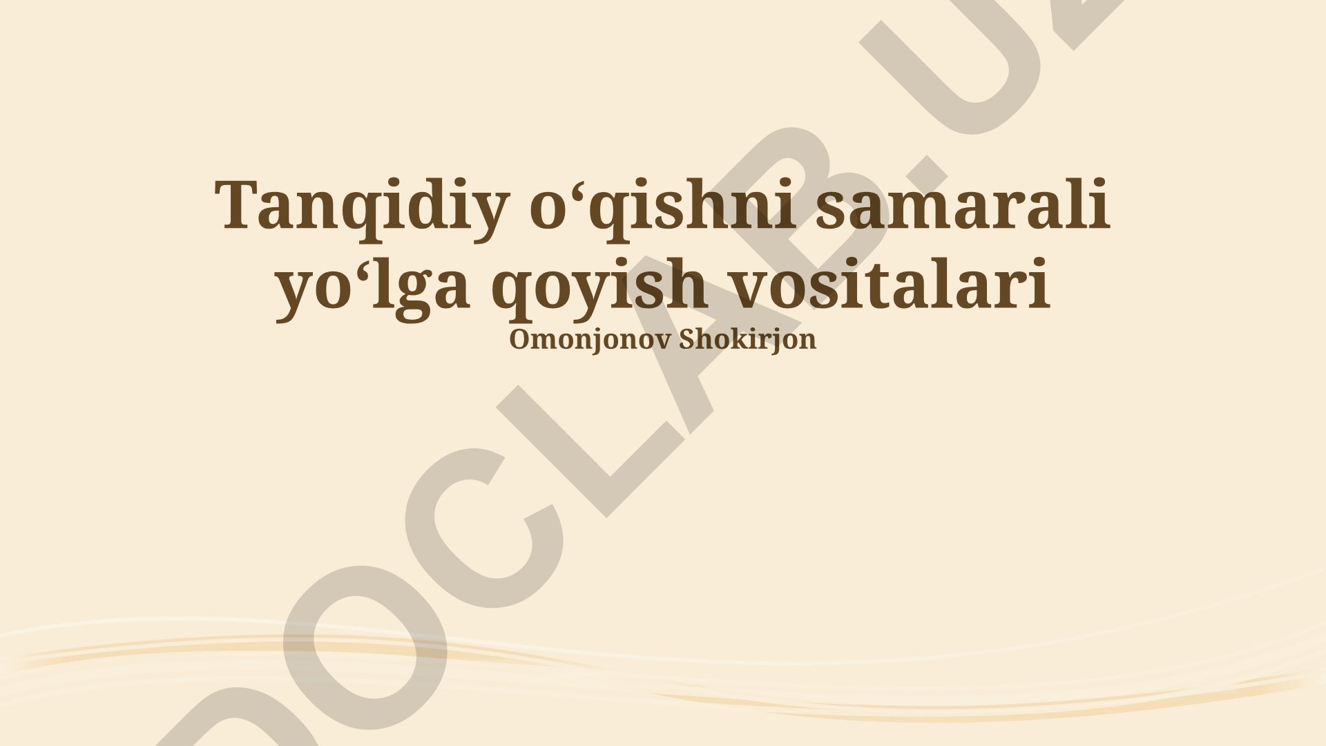 Tanqidiy o'qishni samarali yo'lga qoyish vositalari