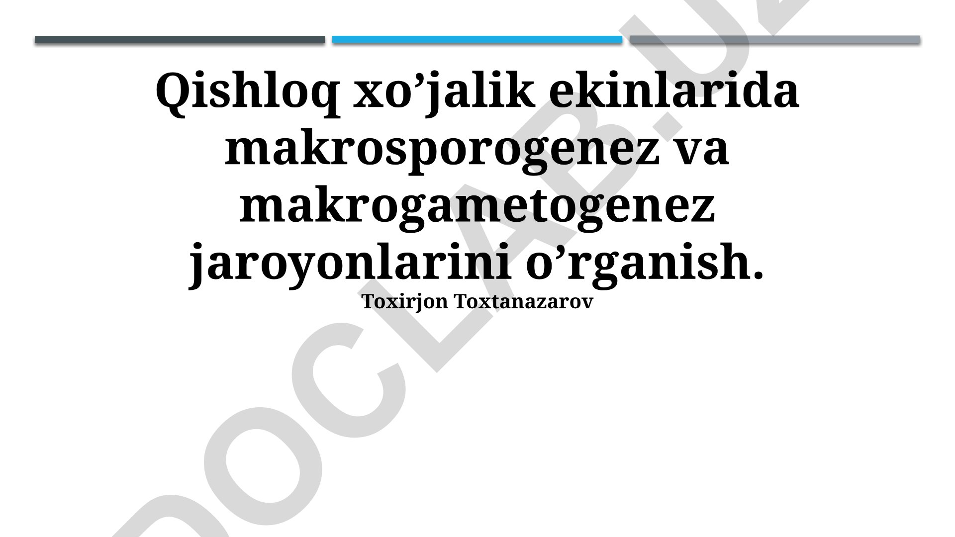 Qishloq xo'jalik ekinlarida makrosporogenez va makrogametogenez jaroyonlari