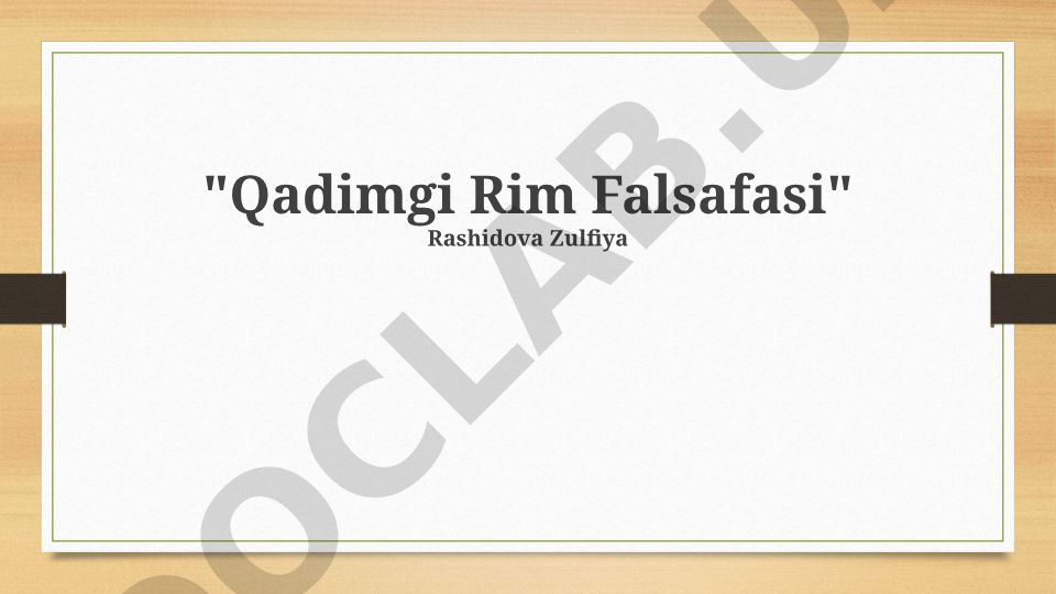 Qadimgi Rim falsafasining asosiy yo'nalishlari va ta'siri