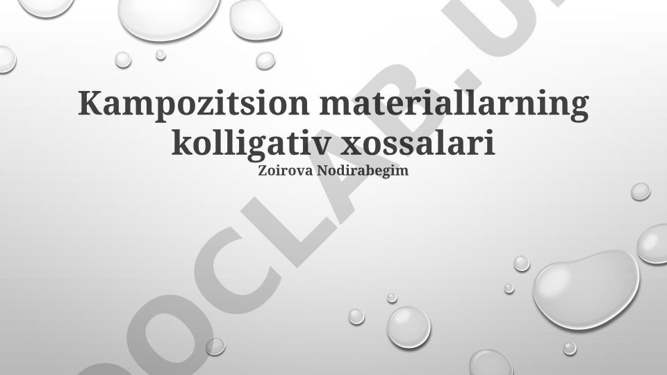Kompozit materiallarning kolligativ xossalari