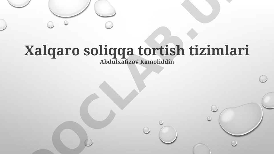 Xalqaro soliqqa tortish tizimlari