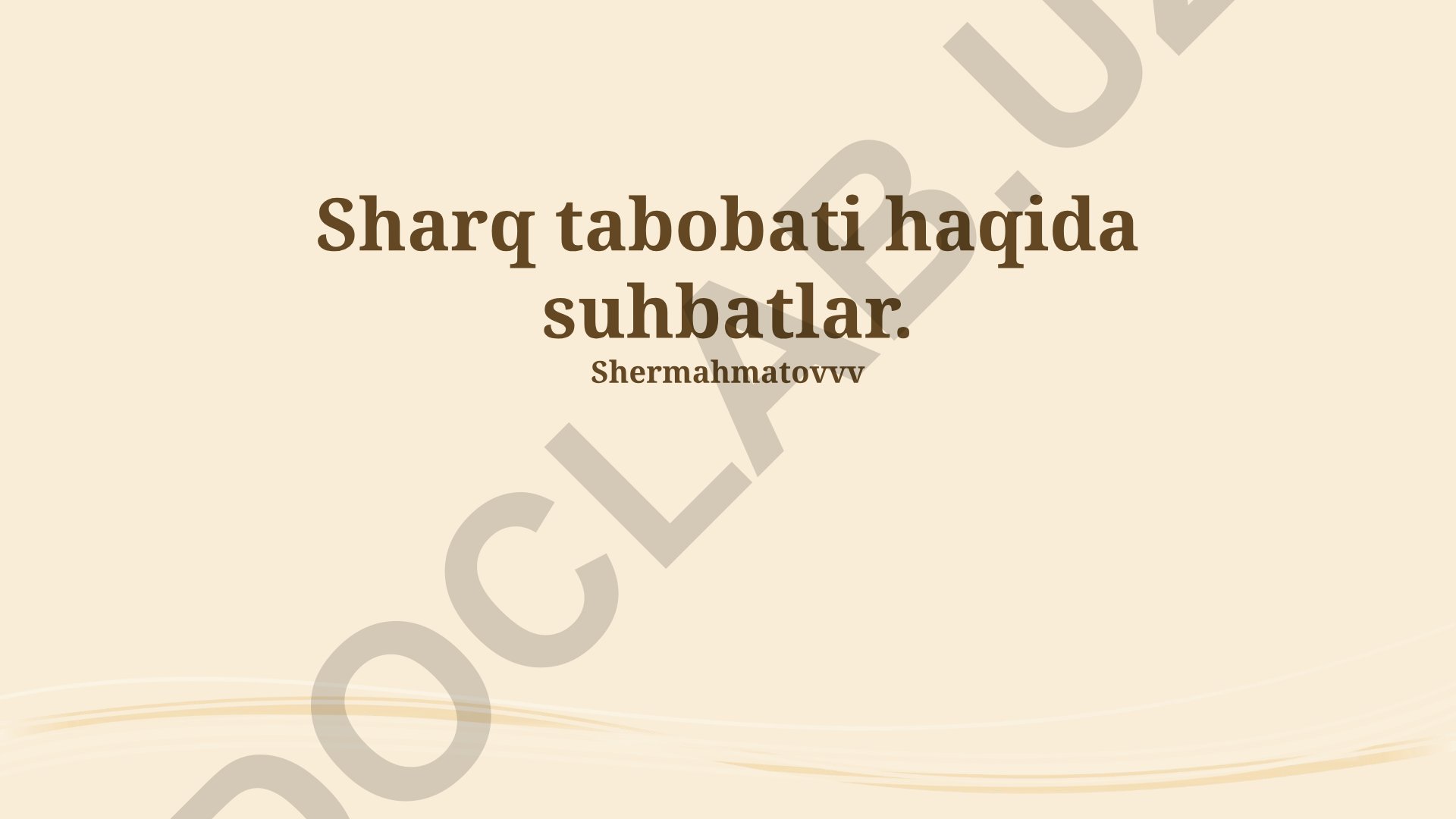 Sharq tabobati haqida suhbatlar