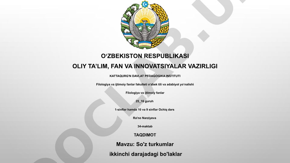 So'z turkumlar ikkinchi darajadagi bo'laklar Paronimlar