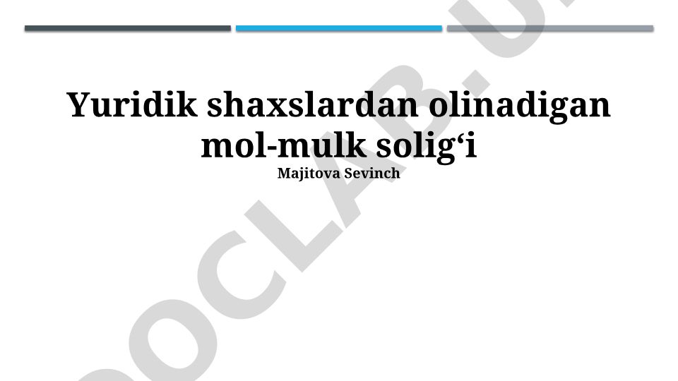 Yuridik shaxslardan olinadigan mol-mulk solig'i