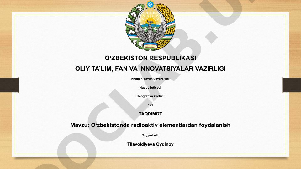 Oʻzbekistonda radioaktiv elementlardan foydalanish