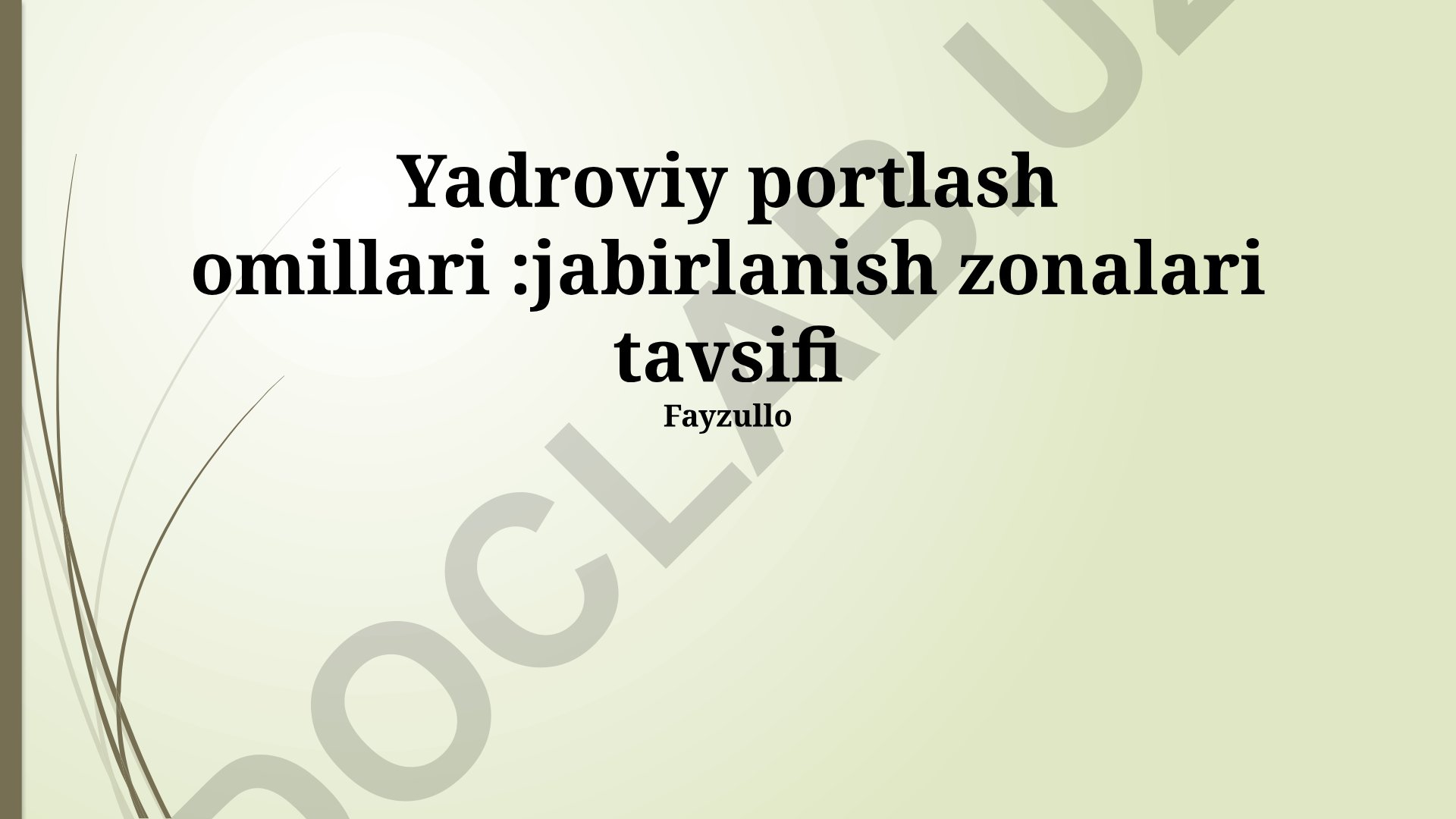Yadroviy portlash omillari va jabirlanish zonalari tavsifi