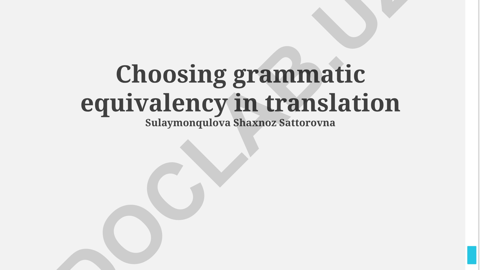 Tarjimada grammatik ekvivalentlikni tanlash