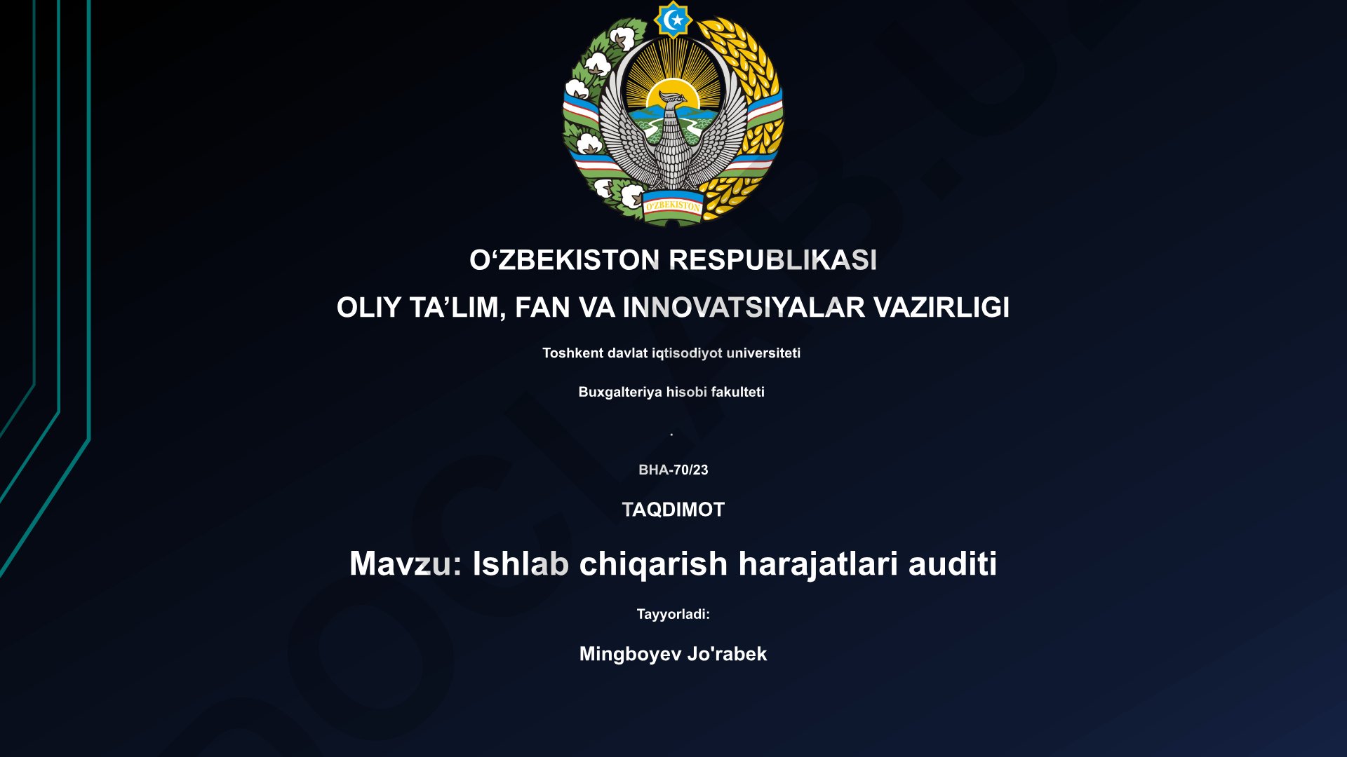 Ishlab chiqarish harajatlari auditi