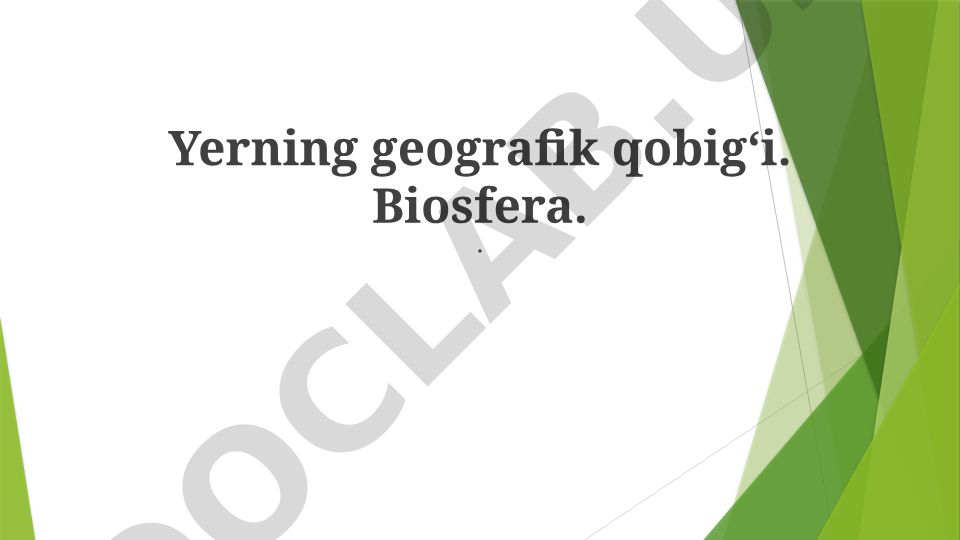 Yerning geografik qobig'i va biosfera