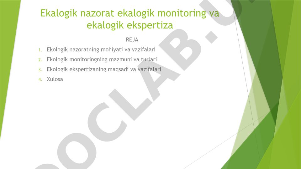 Ekologik nazorat, monitoring va ekspertiza