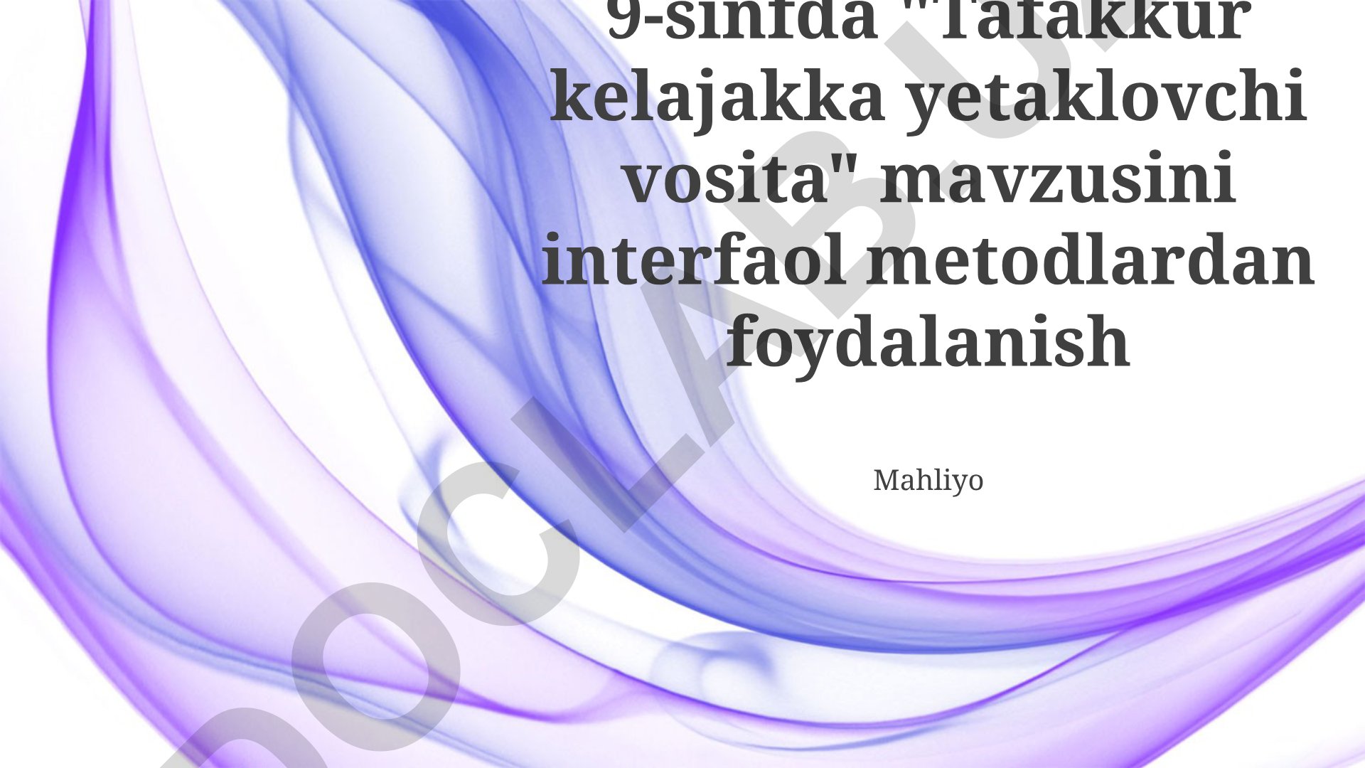 Tafakkur kelajakka yetaklovchi vosita