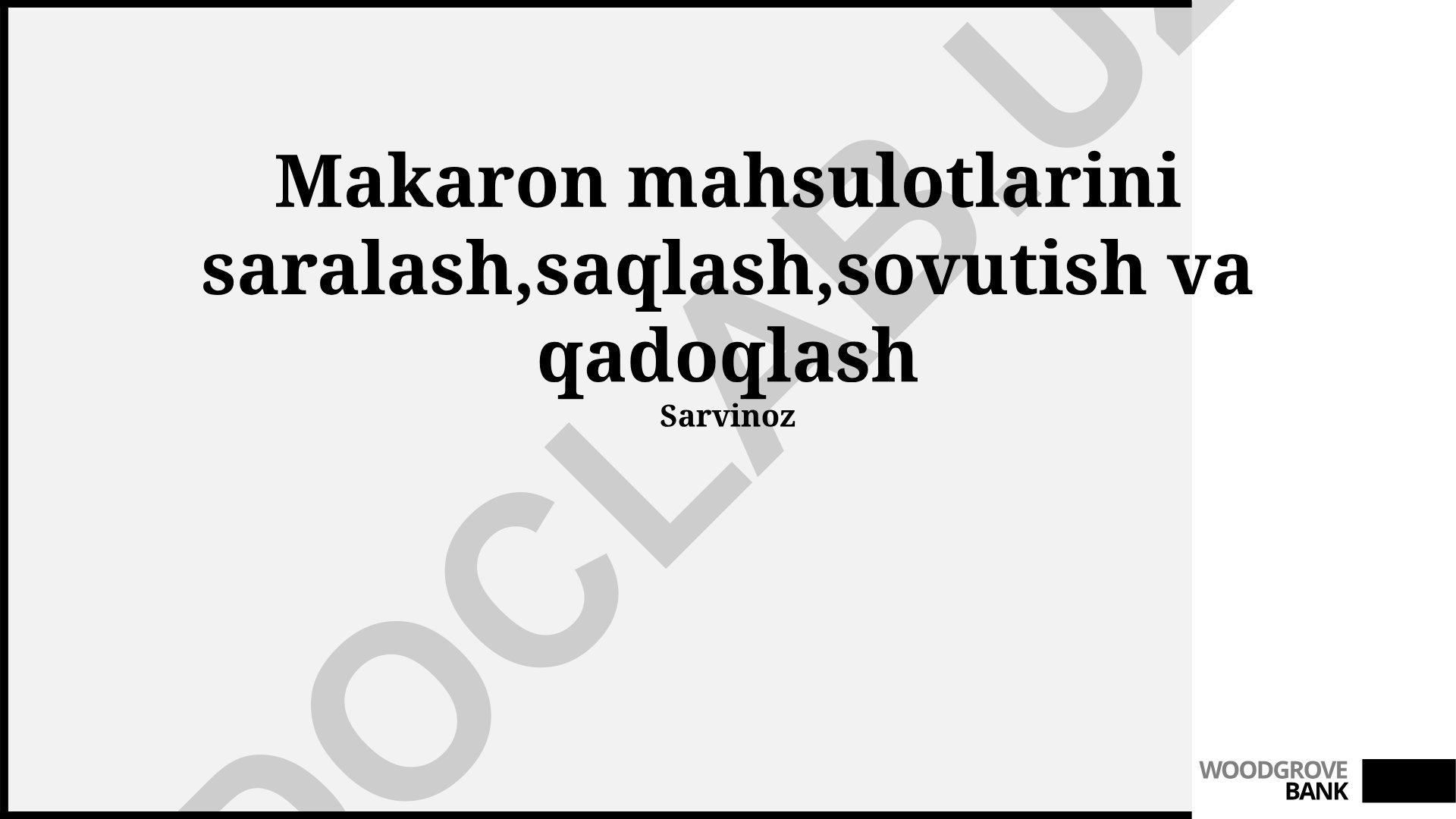 Makaron mahsulotlarini saralash, saqlash, sovutish va qadoqlash