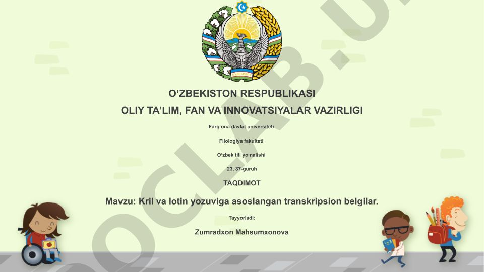 Kril va lotin yozuviga asoslangan transkripsion belgilar
